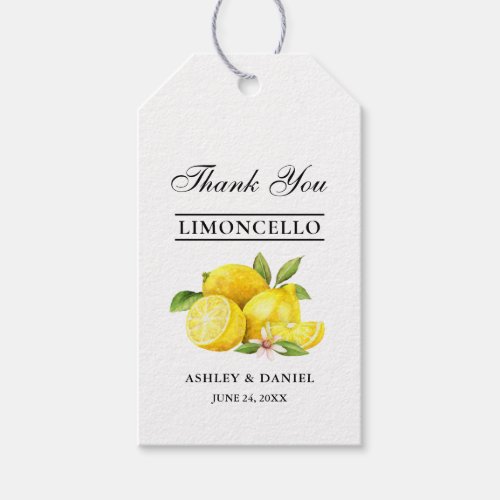 Watercolor Lemons Limoncello Wedding Gift Tags