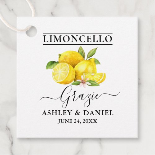 Watercolor Lemons Limoncello Wedding Grazie Favor Tags