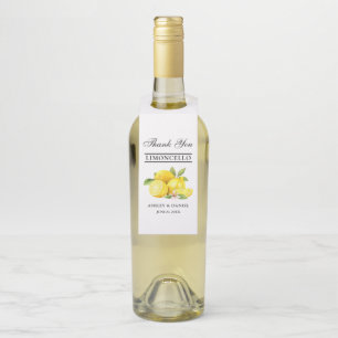Watercolor Lemons Limoncello Wedding Kraft Bottle Hanger Tag