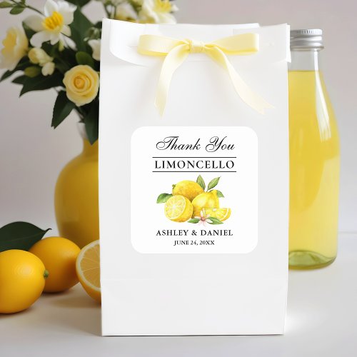 Watercolor Lemons Limoncello Wedding Square Sticker