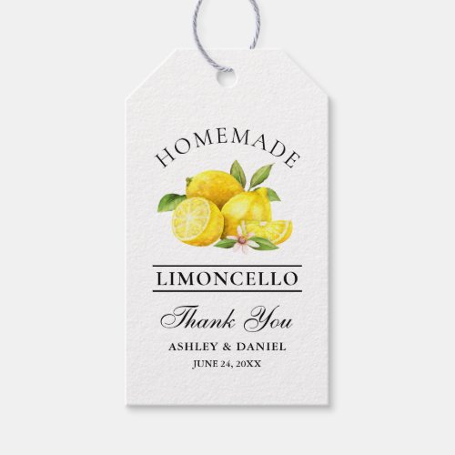 Watercolor Lemons Limoncello Wedding Thanks Gift Tags