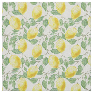 Watercolor Lemons Linen Fabric