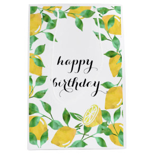 Watercolor Lemons Medium Gift Bag