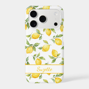 Watercolor Lemons Monogrammed iPhone 17 Pro Case