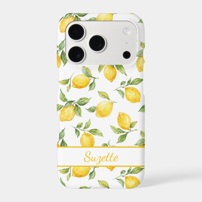 Watercolor Lemons Monogrammed Case-Mate iPhone Case (Back)