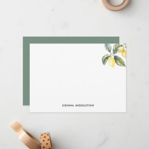 Watercolor Lemons Nature Themed Note Card