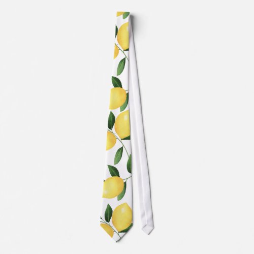 WATERCOLOR LEMONS NECK TIE