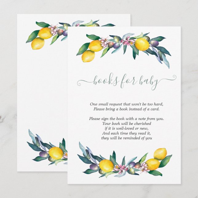 Watercolor Lemons Olives Enclosure Card (Front/Back)
