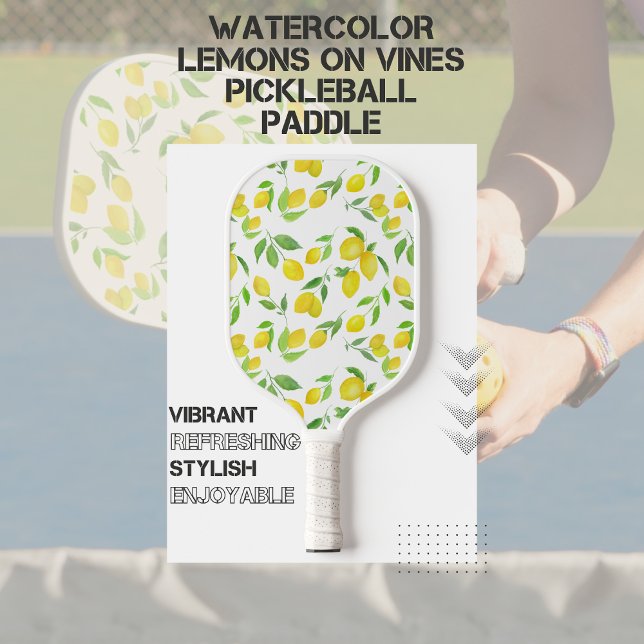 Watercolor Lemons On Vines Pickleball Paddle (Creator Uploaded)