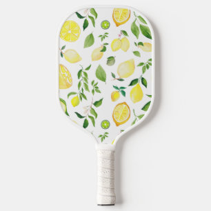 Watercolor Lemons on Vines Pickleball Paddle