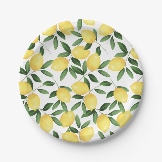 WATERCOLOR LEMONS PAPER PLATES (Front)