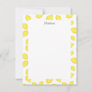 Watercolor Lemons Pattern 2  Note Card