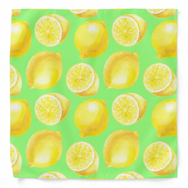Watercolor lemons pattern bandana (Front)
