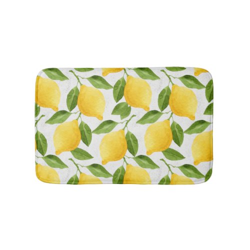 Watercolor lemons pattern bath mat