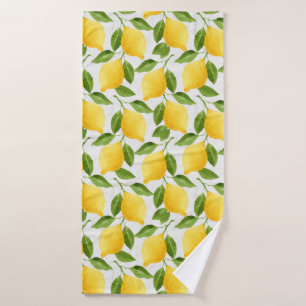 Watercolor lemons pattern bath towel