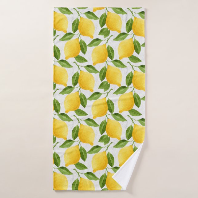 Watercolor lemons pattern bath towel (Bath Towel)