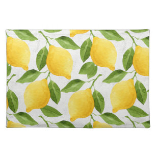 Watercolor lemons pattern cloth placemat