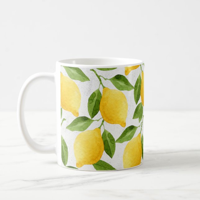 Watercolor lemons pattern coffee mug (Left)