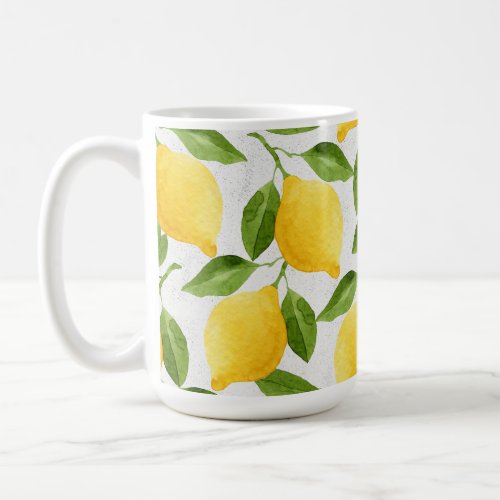 Watercolor lemons pattern coffee mug
