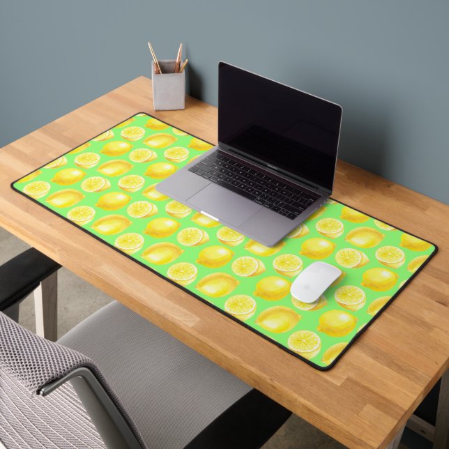 Watercolor lemons pattern desk mat (Office 2)