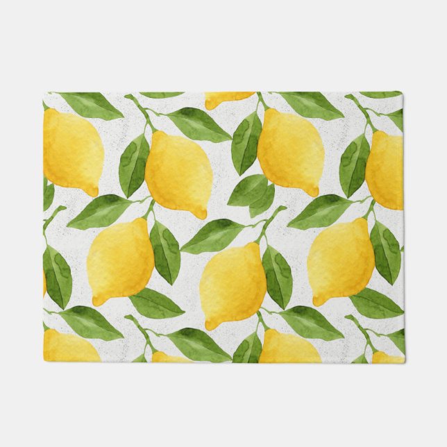 Watercolor lemons pattern doormat (Front)