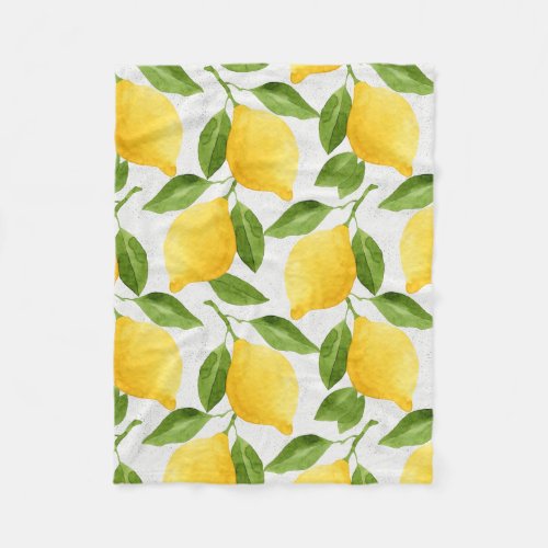 Watercolor lemons pattern fleece blanket