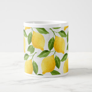Watercolor lemons pattern giant coffee mug