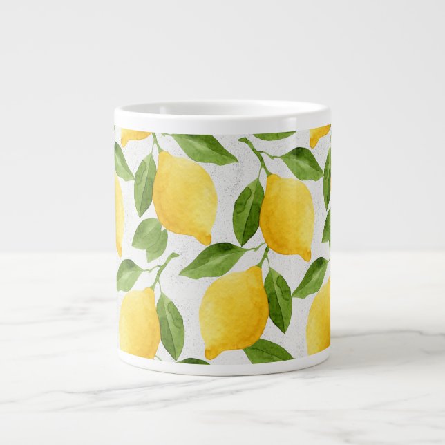 Watercolor lemons pattern giant coffee mug (Front)
