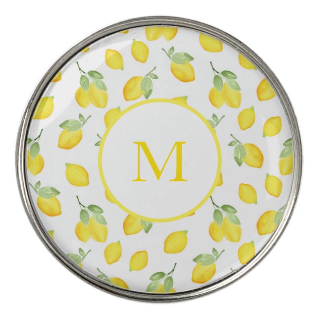 Watercolor Lemons Pattern Golf Ball Marker (Front)