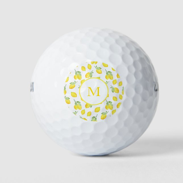 Watercolor Lemons Pattern Golf Balls (Front)