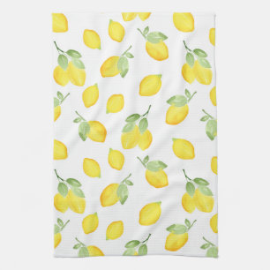 Watercolor Lemons Pattern Kitchen Towel