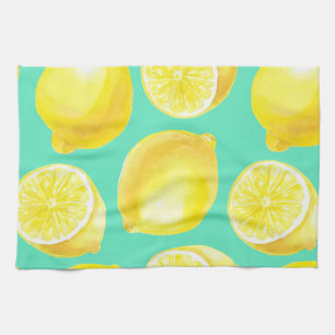 Watercolor lemons pattern kitchen towel