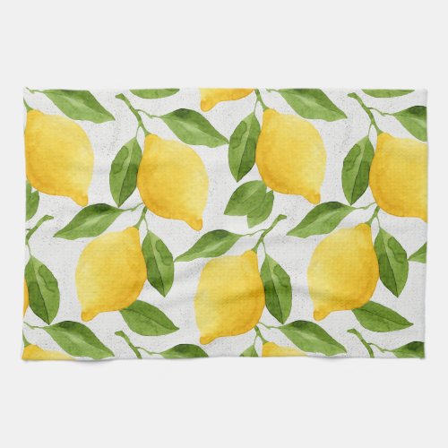Watercolor lemons pattern kitchen towel