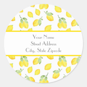 'Watercolor Lemons Pattern' Labels