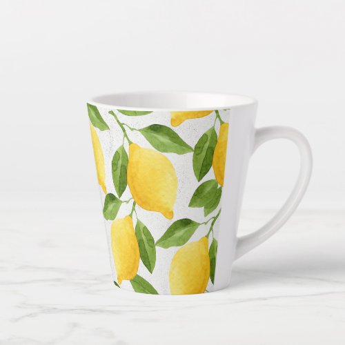 Watercolor lemons pattern latte mug