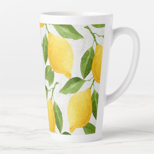 Watercolor lemons pattern latte mug