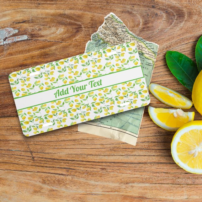 Watercolor Lemons Pattern License Plate (Creator Uploaded)