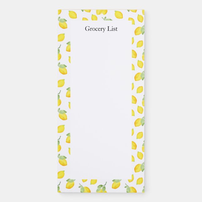 Watercolor Lemons Pattern  Magnetic Notepad (Front)