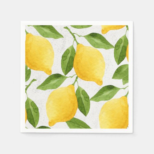 Watercolor lemons pattern napkins