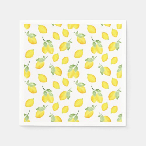 Watercolor Lemons Pattern Napkins