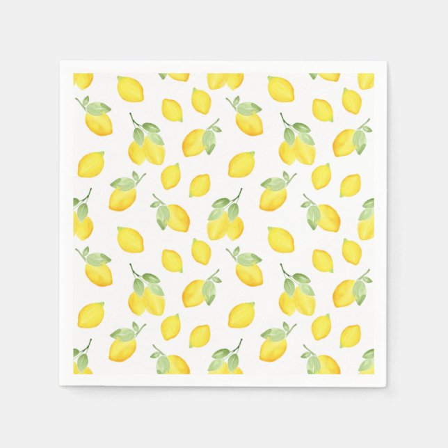 Watercolor Lemons Pattern Napkins (Front)