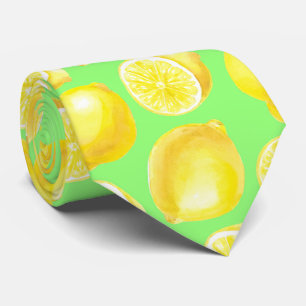 Watercolor lemons pattern neck tie