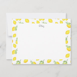 Watercolor Lemons Pattern Note Card