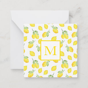 Watercolor Lemons Pattern Note Card