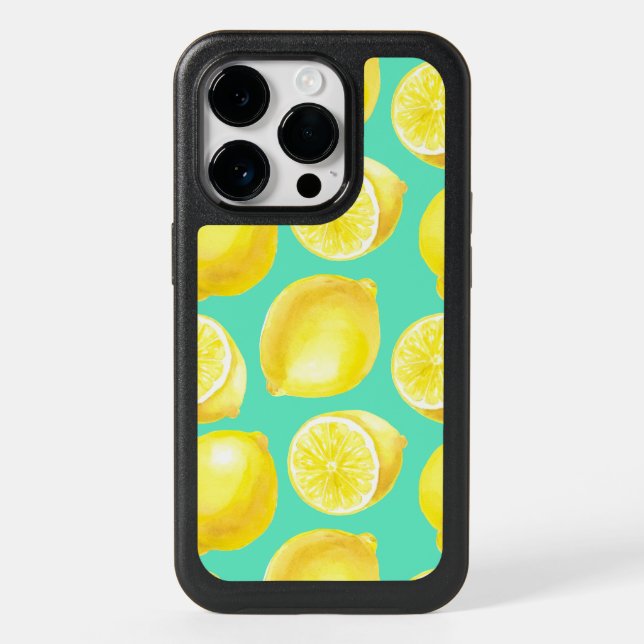 Watercolor lemons pattern otterbox iPhone case (Back)