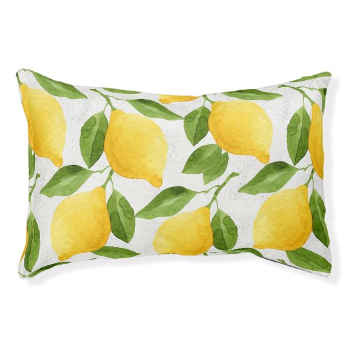 Watercolor lemons pattern pet bed