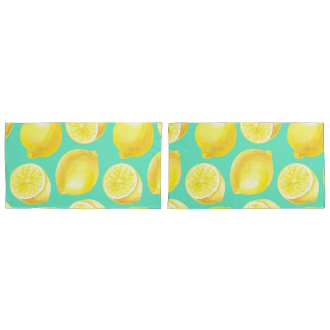 Watercolor lemons pattern pillow case (Front-Set)