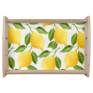 Watercolor lemons pattern serving tray