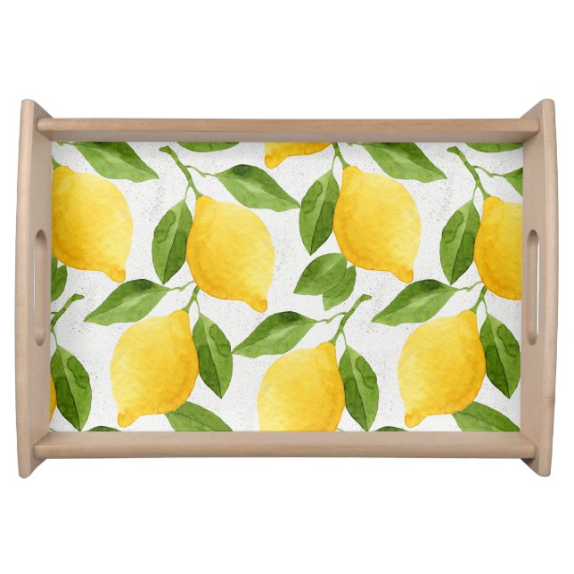Watercolor lemons pattern serving tray (Front)