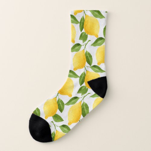 Watercolor lemons pattern socks